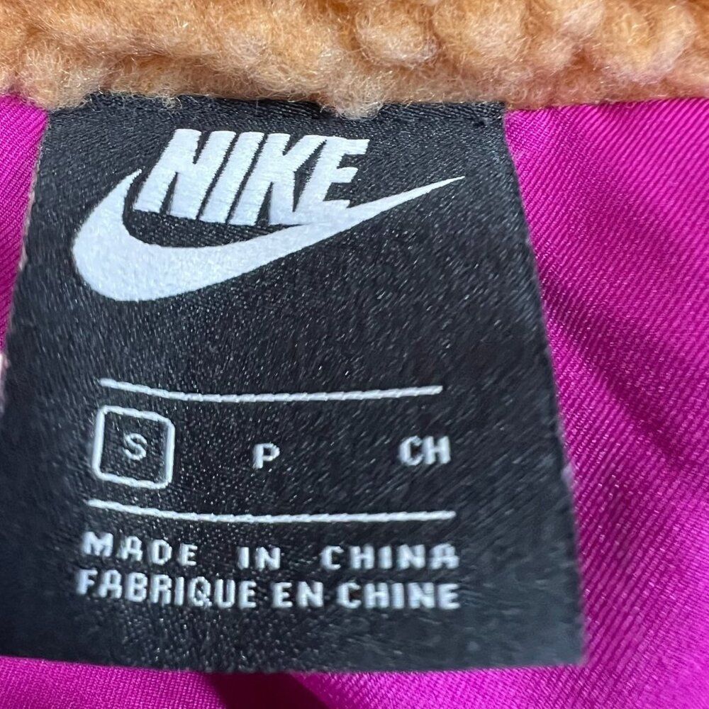 Nike Swoosh Sherpa Full Zip Cropped Jacket Tan Size Small - Picture 9 of 12